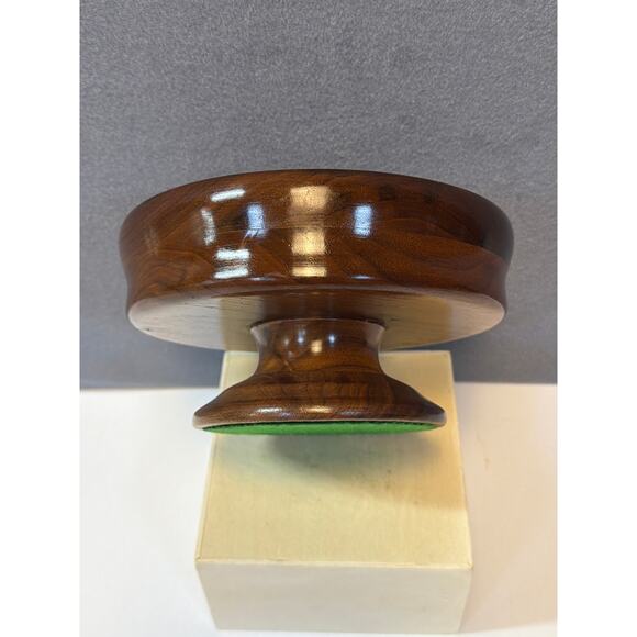 MCM Vintage Walnut Pedestal Bowl Handmade - Picture 7 of 8
